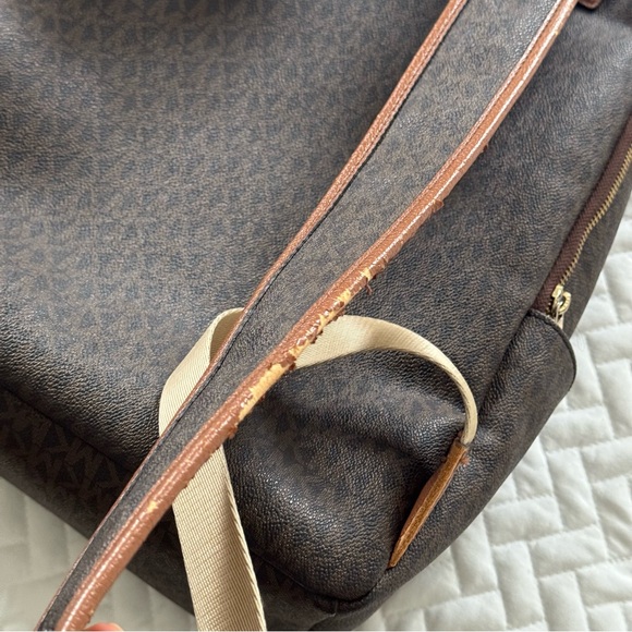 Michael Kors Erin Large Backpack Acorn Trim Brown Signature Logo Print Canvas - Picture 7 of 16